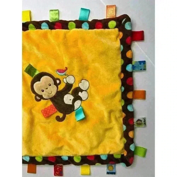 Mary Myer Baby Taggies Lovey Security Blanket Monkey Bird Orange - Picture 2 of 11